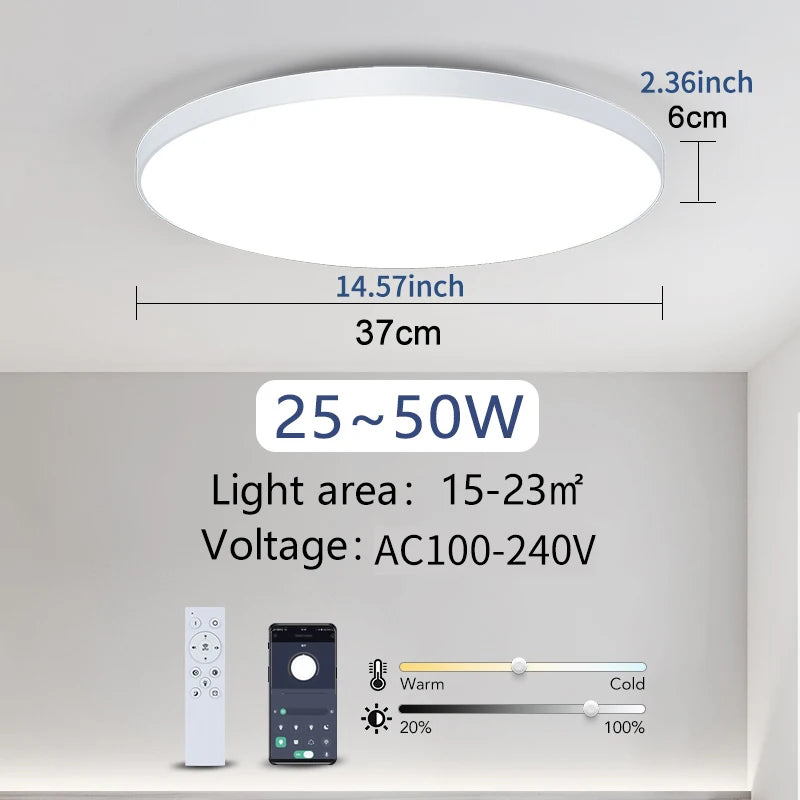Smart LED Ceiling Light — Dimmable, App & Remote Control