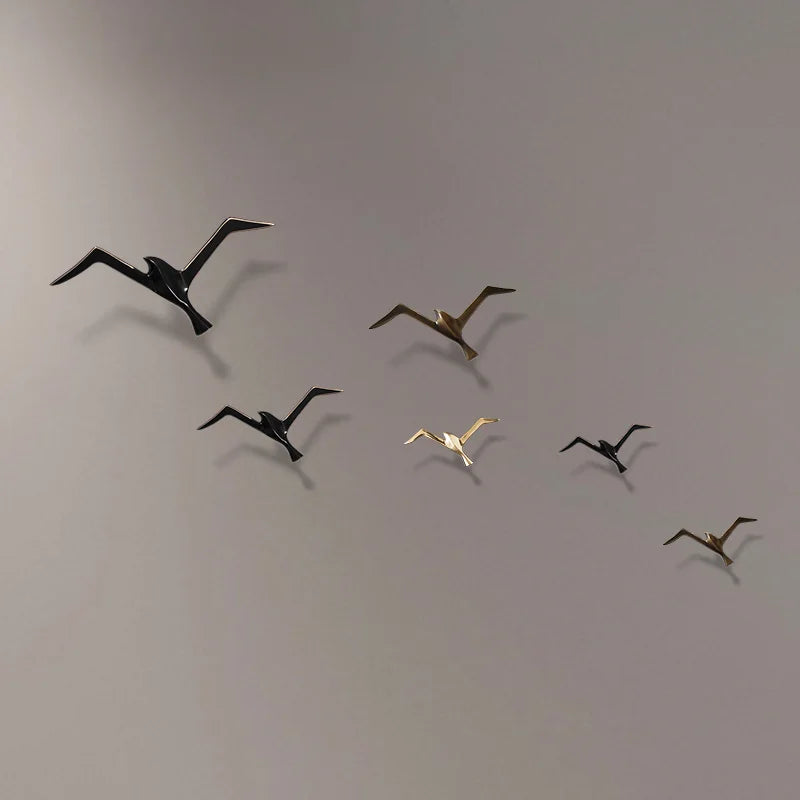 Luxury Pure Copper Seagull Wall Sculpture — Retro Bird Decor