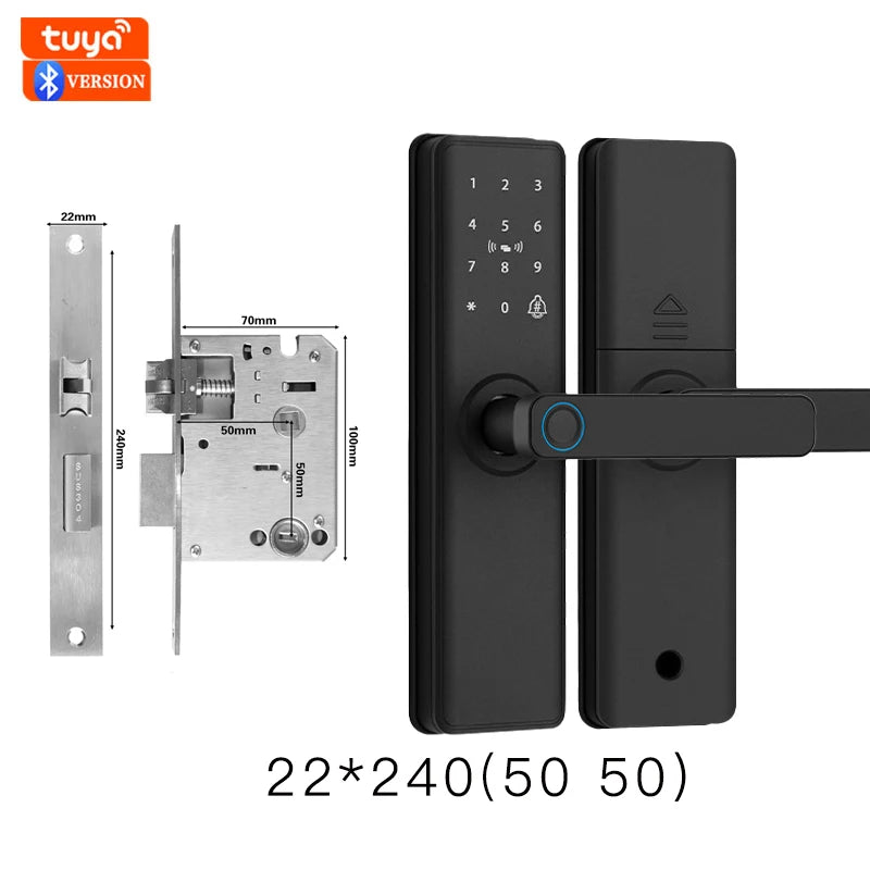 Smart Bluetooth Door Lock — Fingerprint, Tuya App, Wooden Door