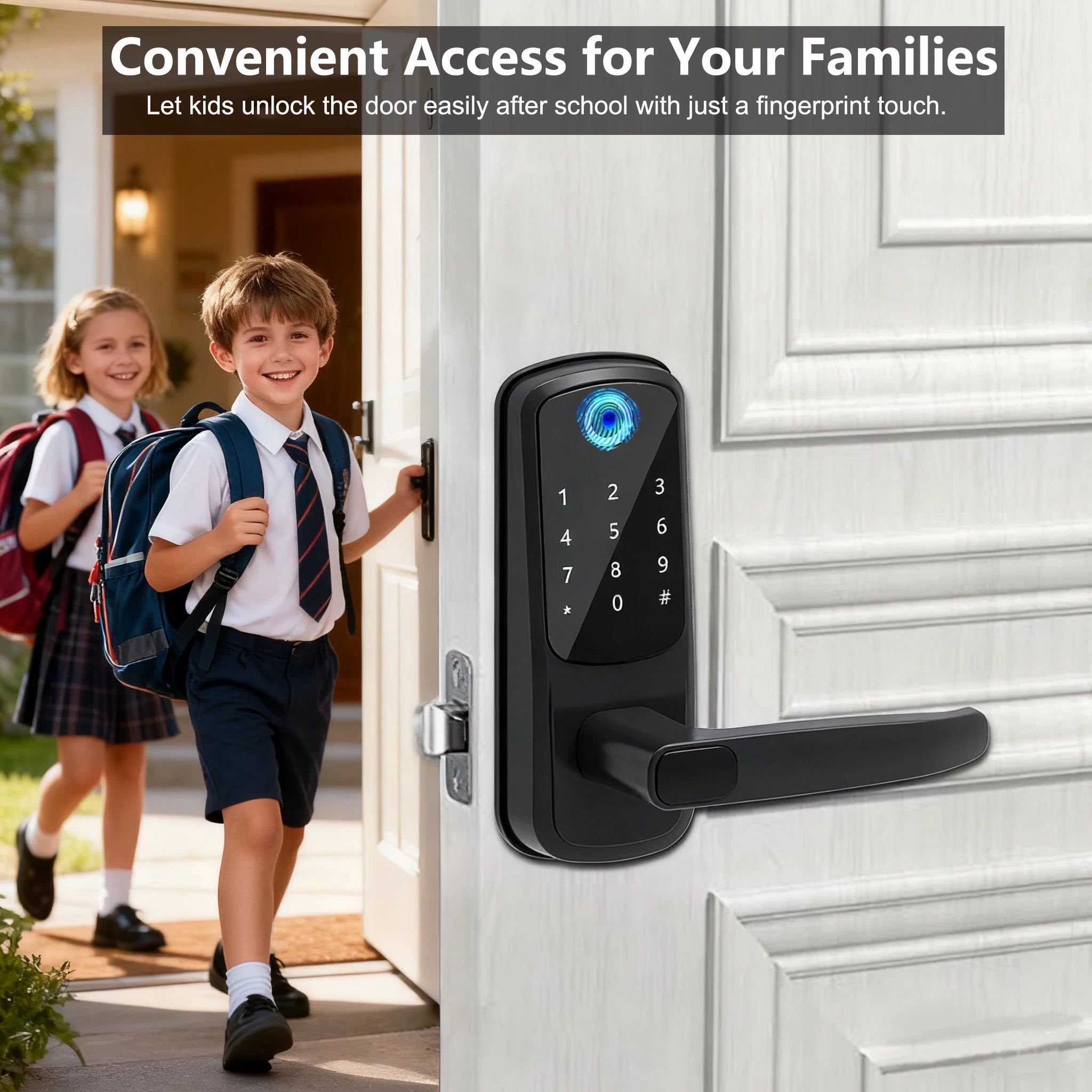 Smart WiFi Door Lock — Fingerprint, Card, Password & Key
