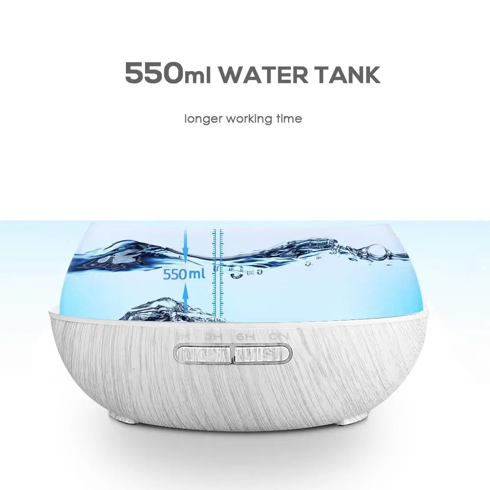 Wood Grain Essential Oil Diffuser & Humidifier — 550ml