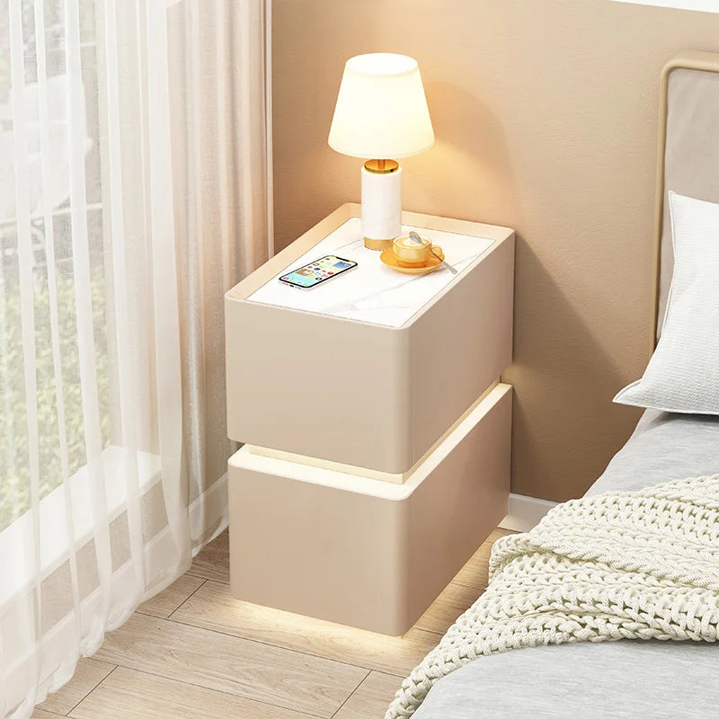 Smart Bedside Table with Wireless Charging — Solid Wood