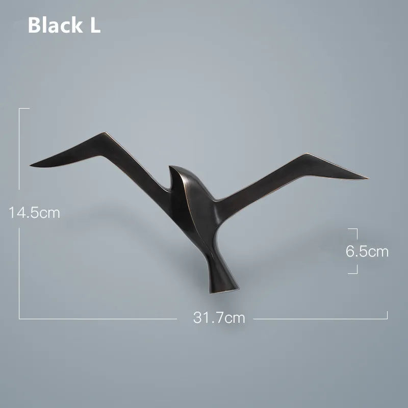 Luxury Pure Copper Seagull Wall Sculpture — Retro Bird Decor