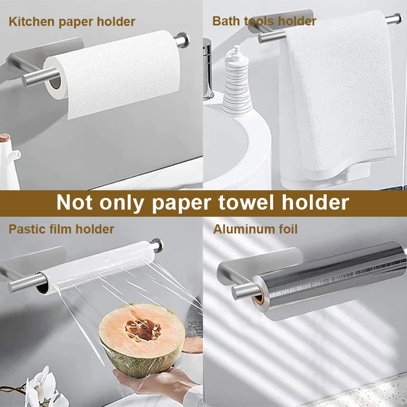 Stainless Steel Paper Towel Holder — No-Drill, Self-Adhesive