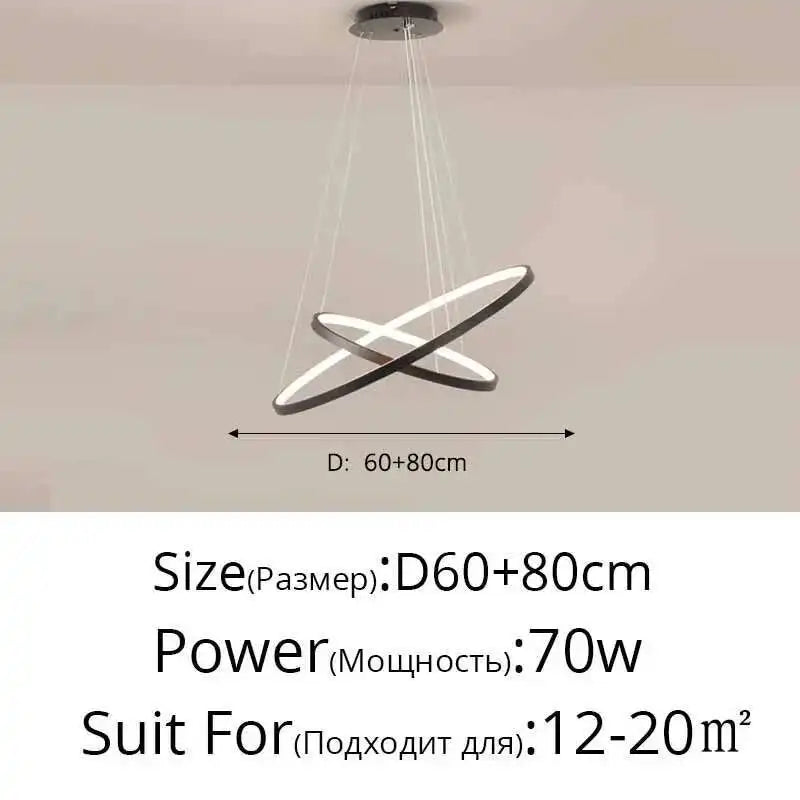 LED Ring Pendant Chandelier — Modern Nordic, Remote Control