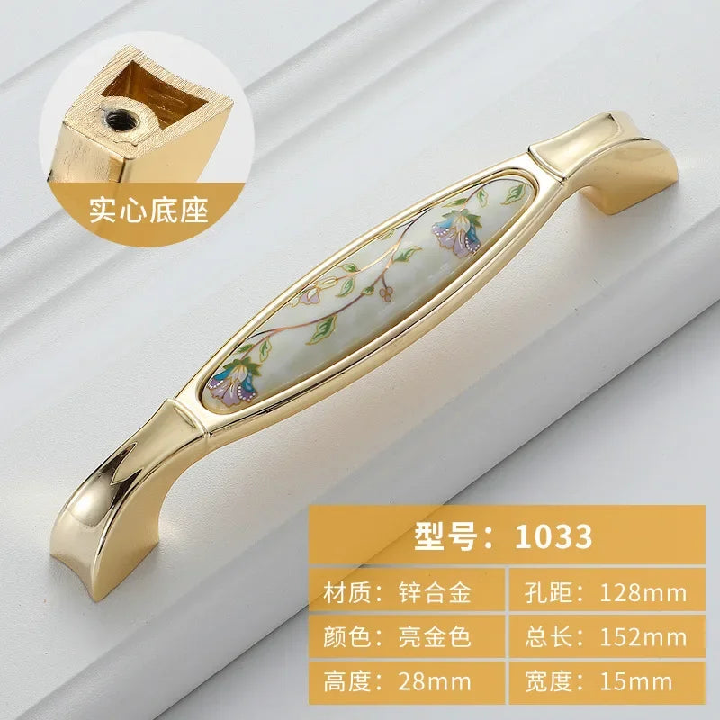 Gold Ceramic Cabinet Handle — European Light Luxury Knob