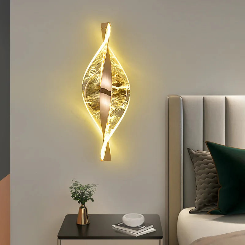 LED Modern Gold Acrylic Wall Lamp Lustre Hallway Bedroom Living Room Lamps Room Decor Wall Decoration Items Originality Lamps