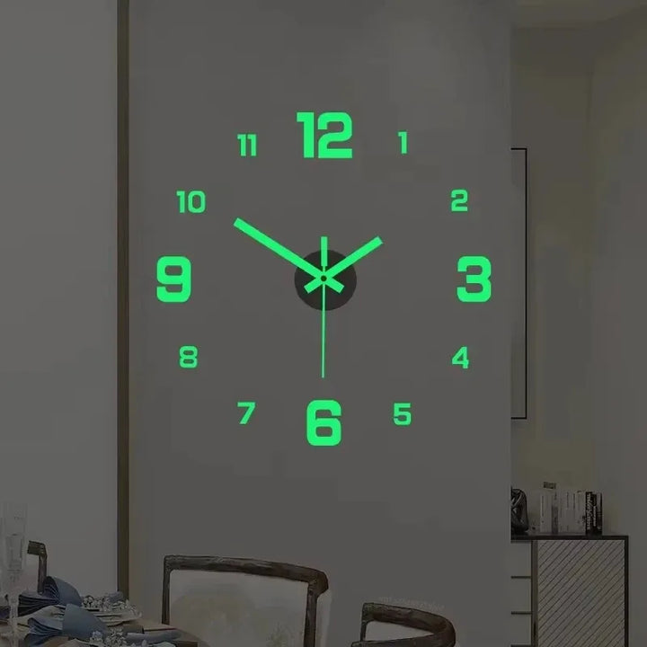 3D Luminous Frameless Acrylic Wall Clock — Silent DIY