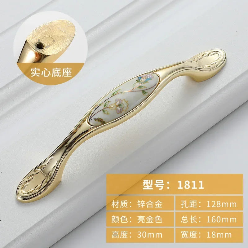 Gold Ceramic Cabinet Handle — European Light Luxury Knob