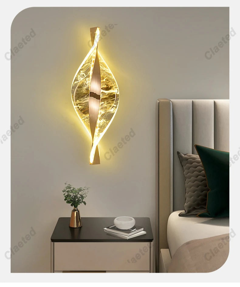 LED Modern Gold Acrylic Wall Lamp Lustre Hallway Bedroom Living Room Lamps Room Decor Wall Decoration Items Originality Lamps