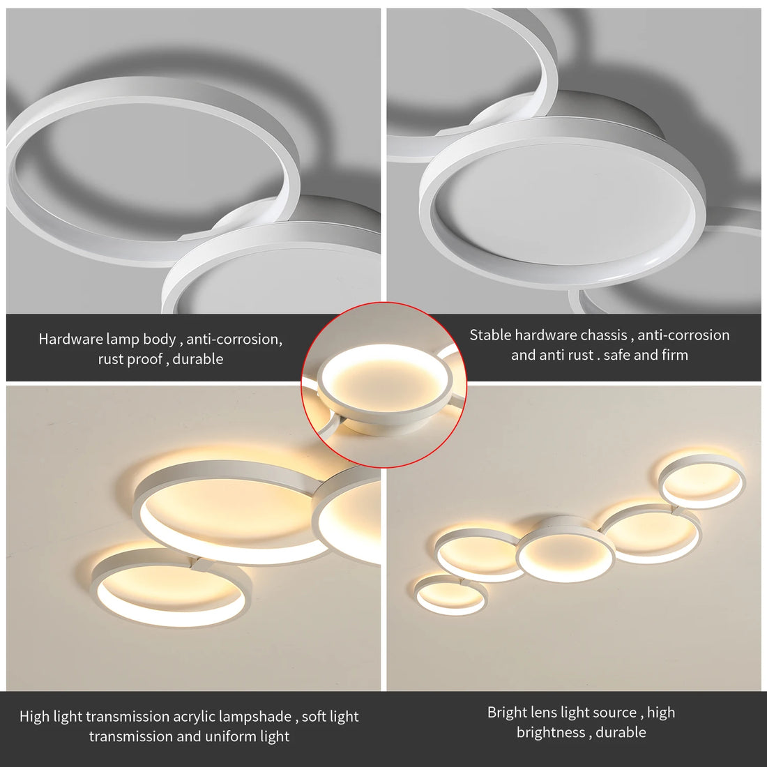 LED Ceiling Light — 3 Colors, Bluetooth App & Remote Dimming