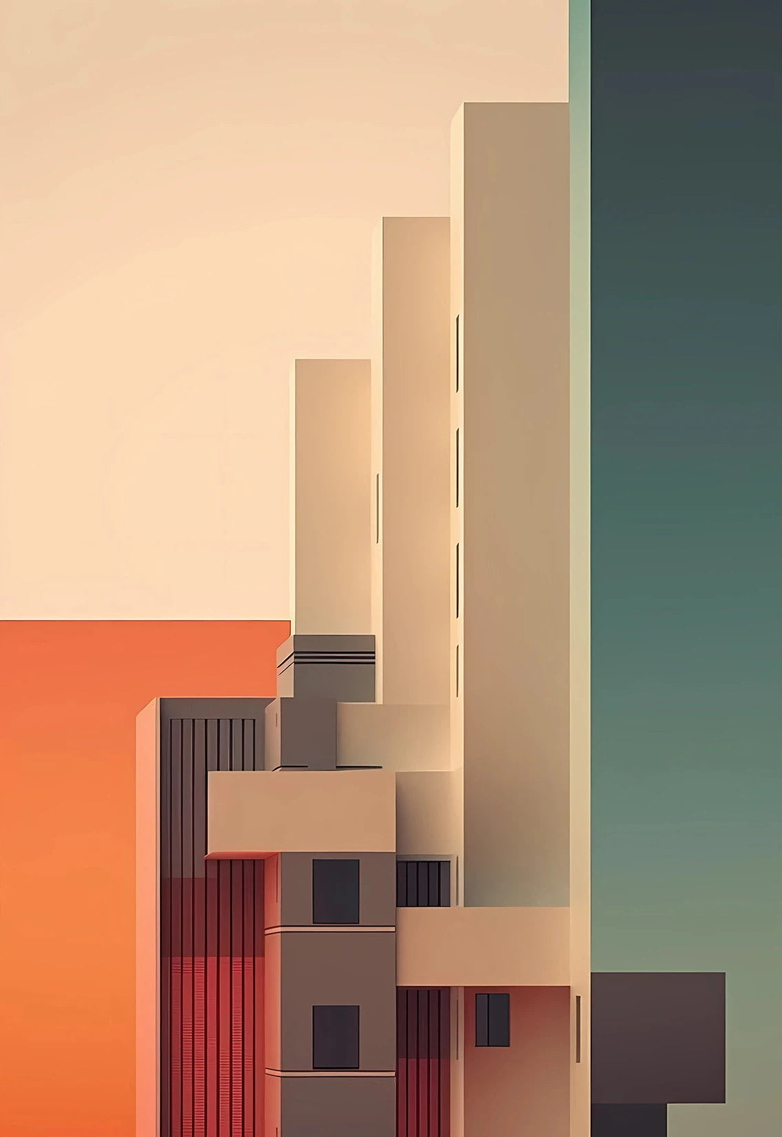 Fallingwater Architecture Canvas Print — Bauhaus Minimalist Art