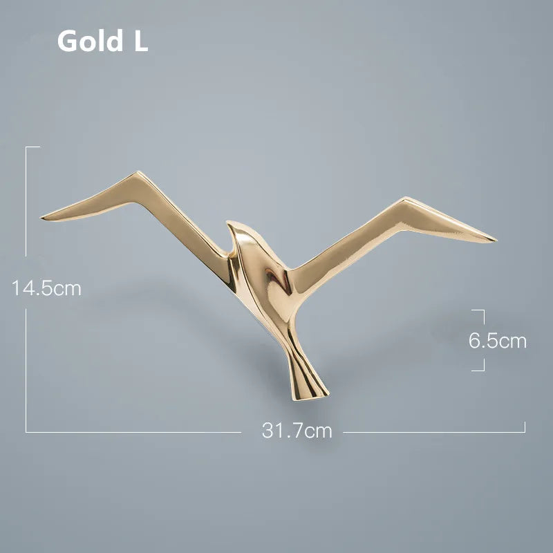 Luxury Pure Copper Seagull Wall Sculpture — Retro Bird Decor
