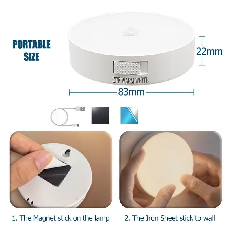 Motion Sensor Night Light — USB Rechargeable LED