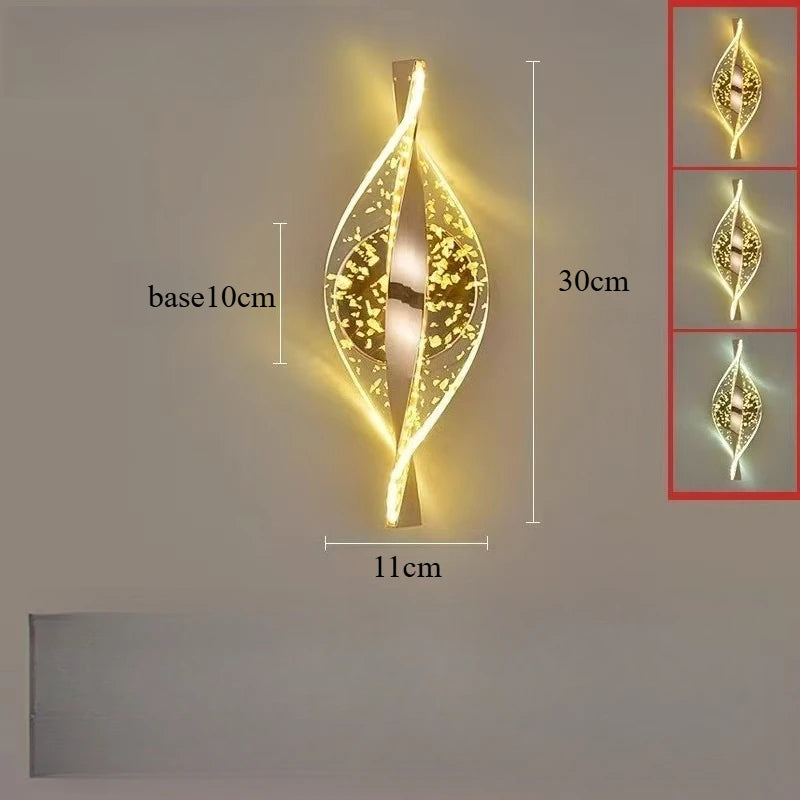 LED Modern Gold Acrylic Wall Lamp Lustre Hallway Bedroom Living Room Lamps Room Decor Wall Decoration Items Originality Lamps