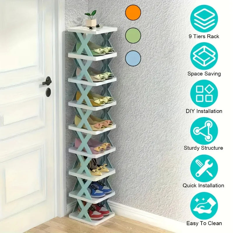 9-Tier Vertical Shoe Rack — Slim & Space-Saving