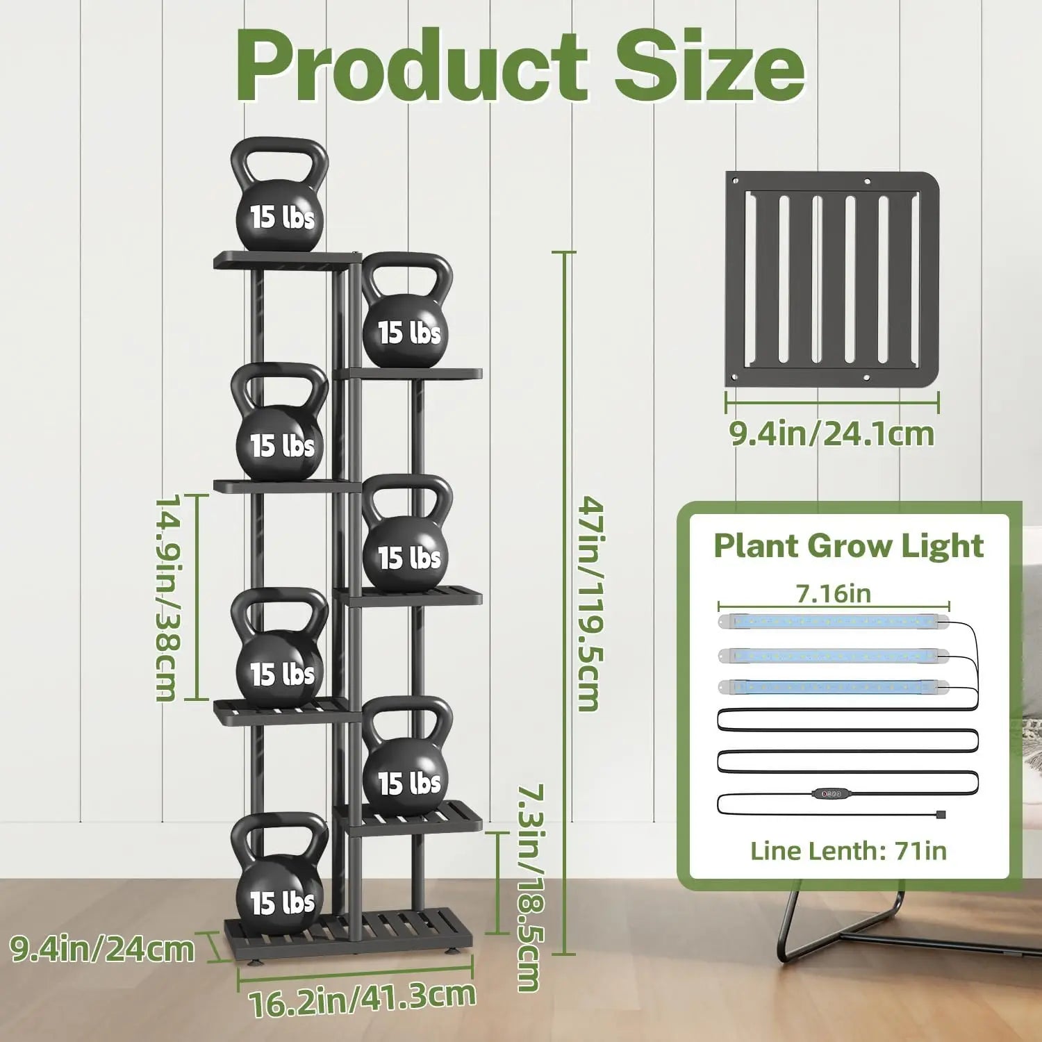 6-Tier Metal Plant Stand with Grow Light