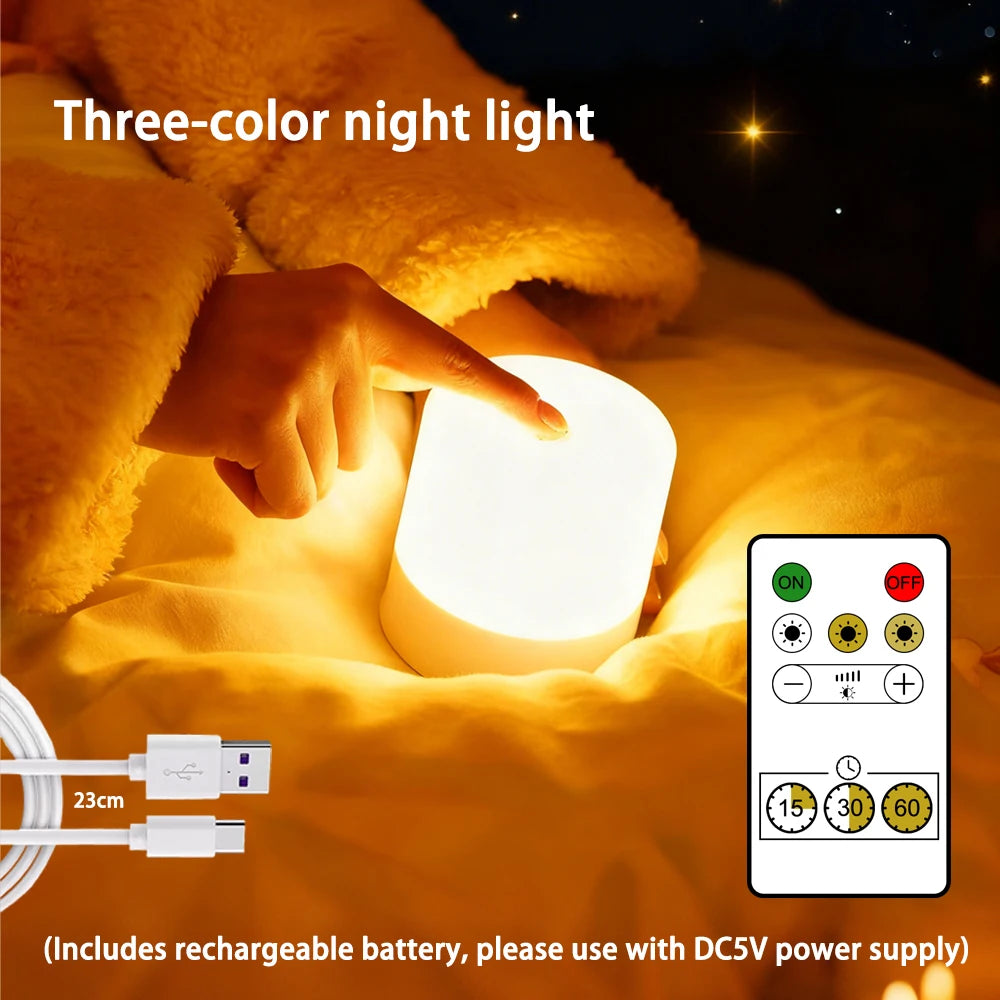 Rechargeable LED Night Light — Touch & Remote, 3 Colors