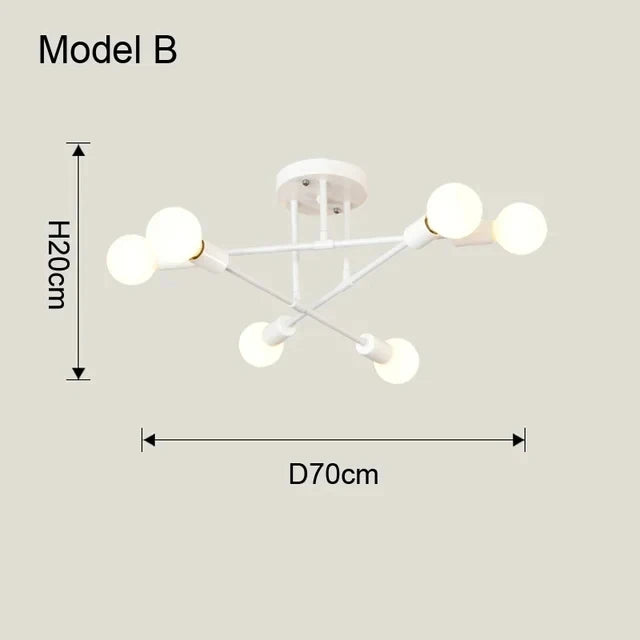 Modern Sputnik Chandelier — Antique Gold Semi Flush Mount
