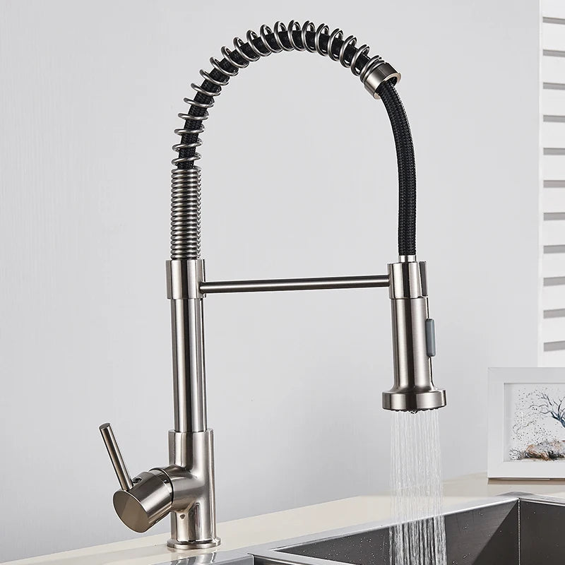 Pull-Down Kitchen Faucet — 360° Rotation, 2-Way Spray, Single Handle