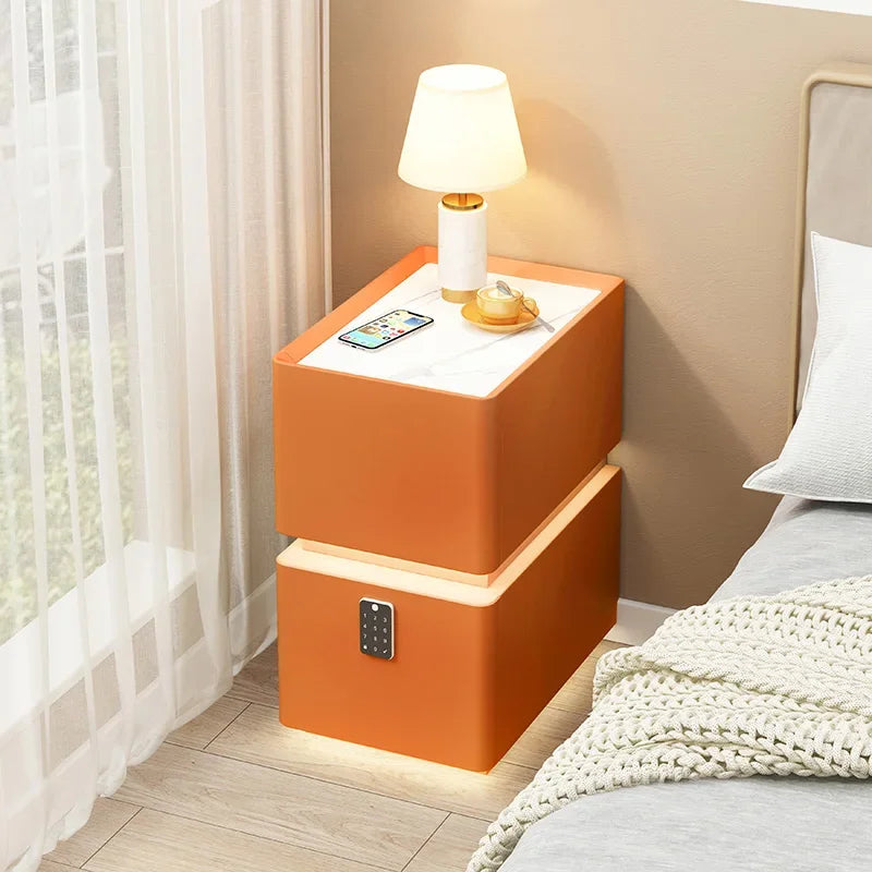 Smart Bedside Table with Wireless Charging — Solid Wood