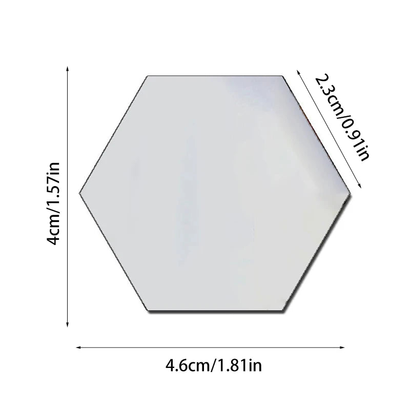 Hexagonal 3D Mirror Wall Stickers — Set of 12, Self-Adhesive
