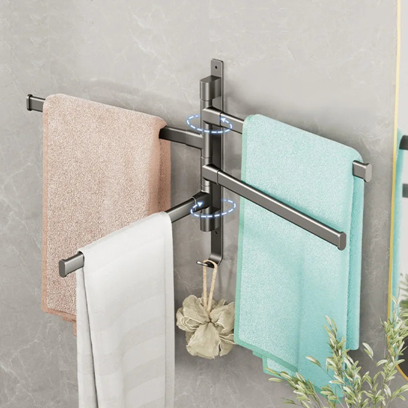 Rotatable Aluminum Towel Rack — 2 to 5 Bar, Wall Mounted