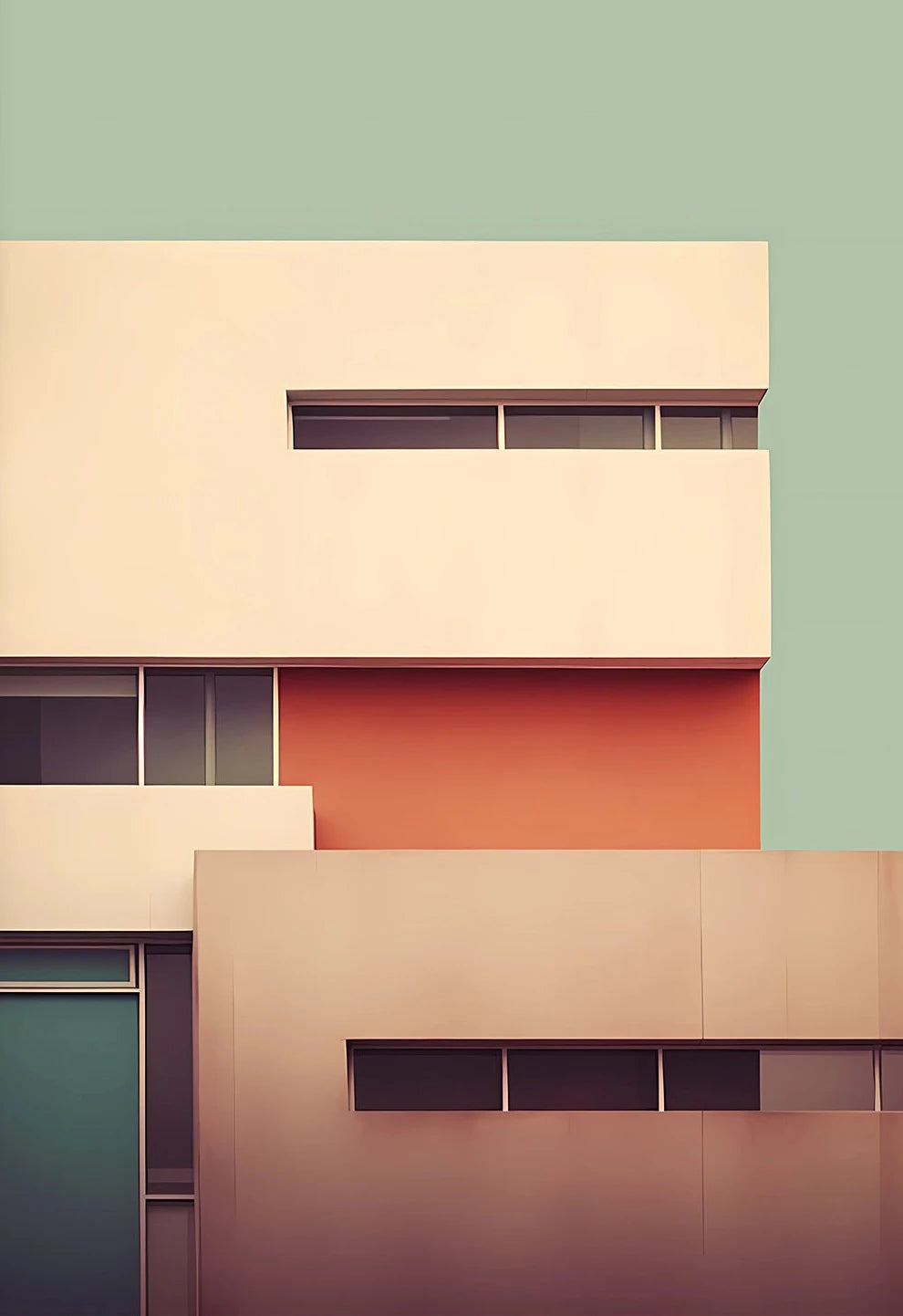 Fallingwater Architecture Canvas Print — Bauhaus Minimalist Art
