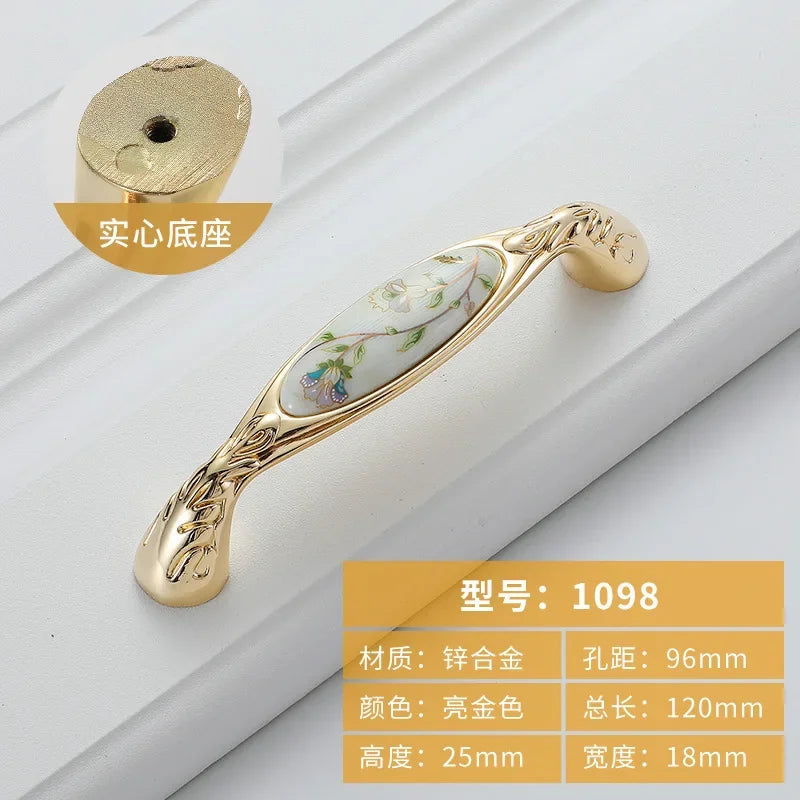 Gold Ceramic Cabinet Handle — European Light Luxury Knob