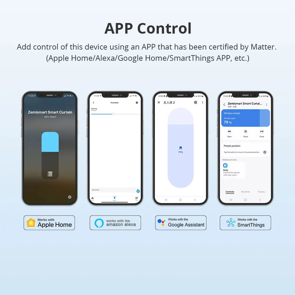 Smart Electric Curtain Track — Matter WiFi, HomeKit Compatible