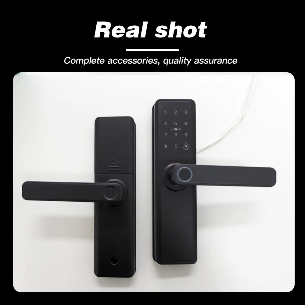 Smart Bluetooth Door Lock — Fingerprint, Tuya App, Wooden Door