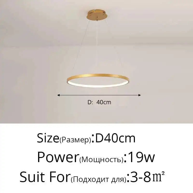 LED Ring Pendant Chandelier — Modern Nordic, Remote Control
