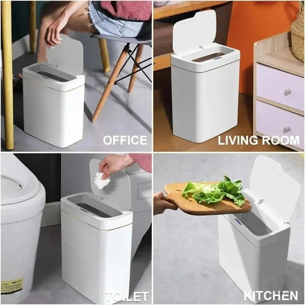 Touchless Smart Sensor Trash Can — 15L White