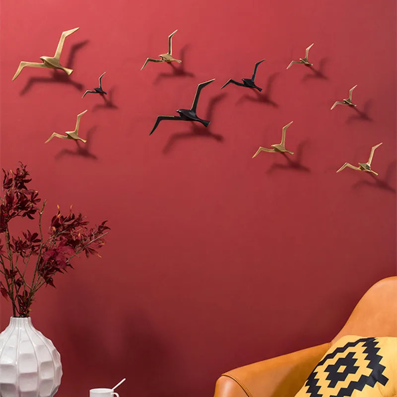 Luxury Pure Copper Seagull Wall Sculpture — Retro Bird Decor