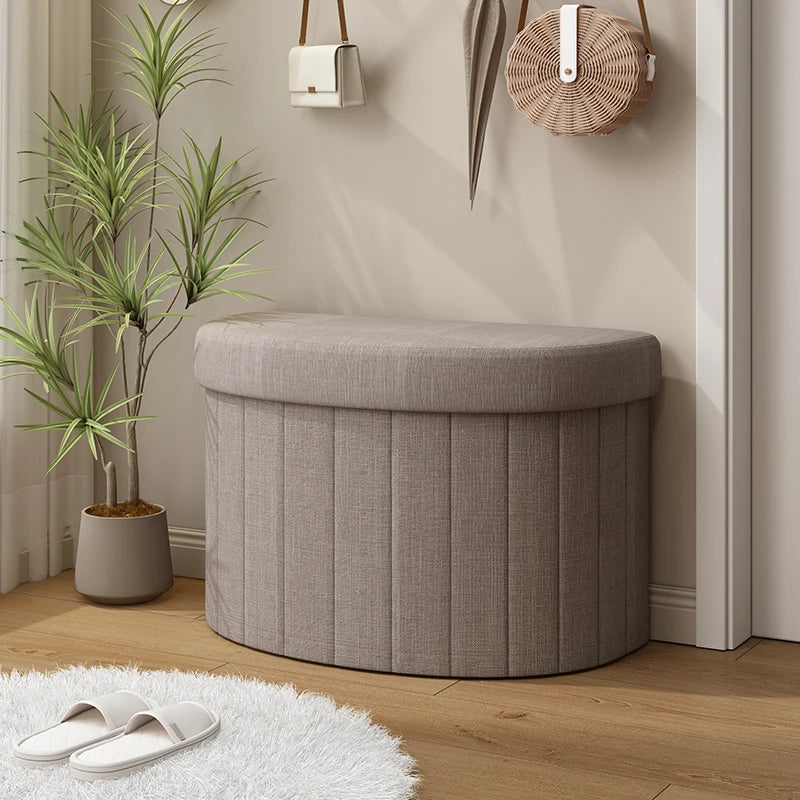 Foldable Storage Ottoman with Upholstered Seat