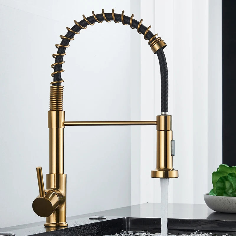 Pull-Down Kitchen Faucet — 360° Rotation, 2-Way Spray, Single Handle