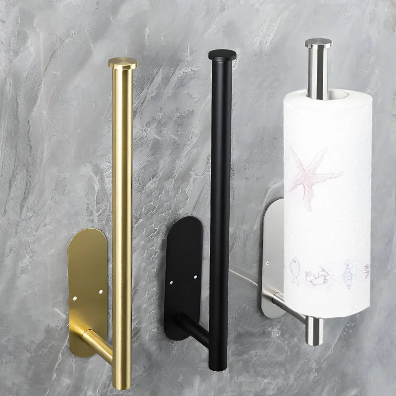 Stainless Steel Paper Towel Holder — No-Drill, Self-Adhesive