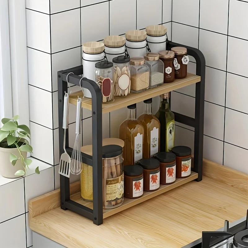 2-Tier Metal Countertop Shelf — Rustproof Kitchen Organizer