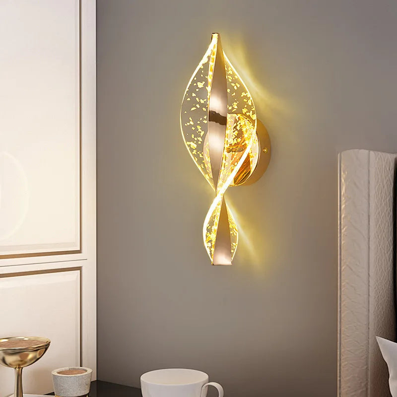 LED Modern Gold Acrylic Wall Lamp Lustre Hallway Bedroom Living Room Lamps Room Decor Wall Decoration Items Originality Lamps