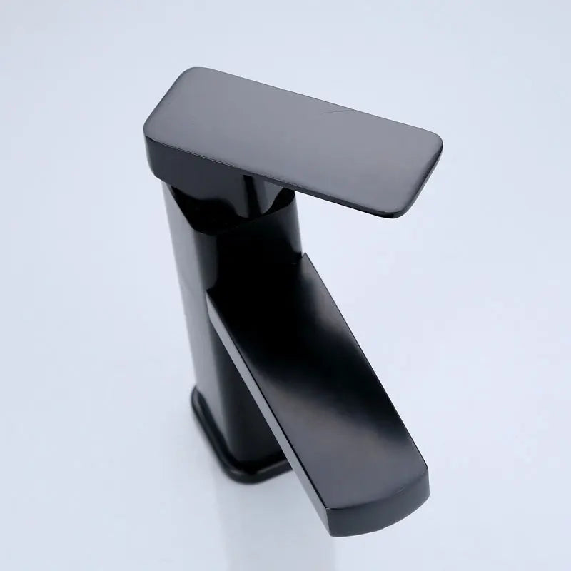 Black & Chrome Bathroom Sink Faucet — Hot & Cold Mixer