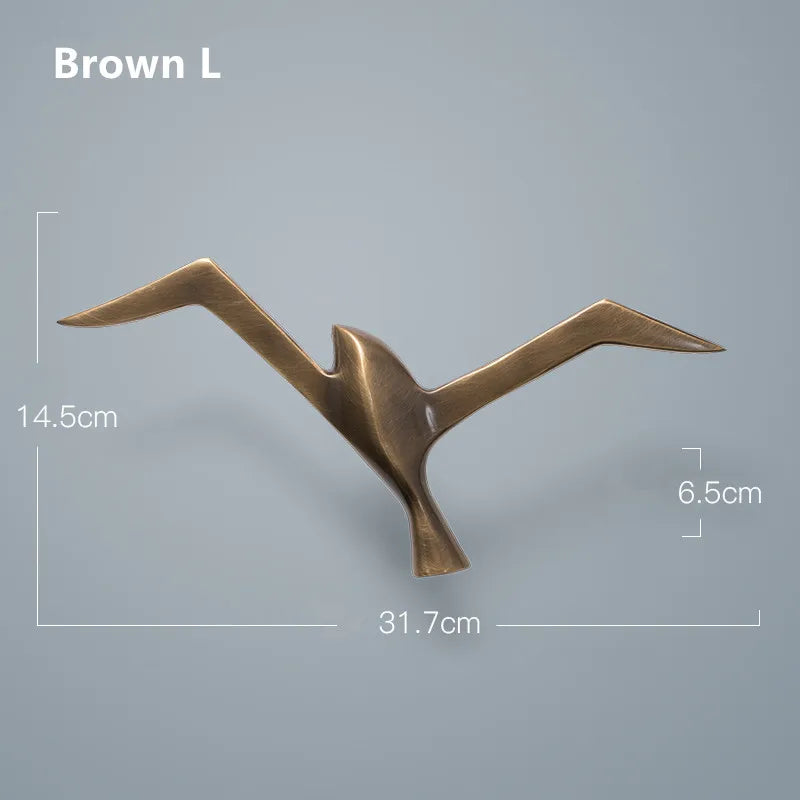 Luxury Pure Copper Seagull Wall Sculpture — Retro Bird Decor