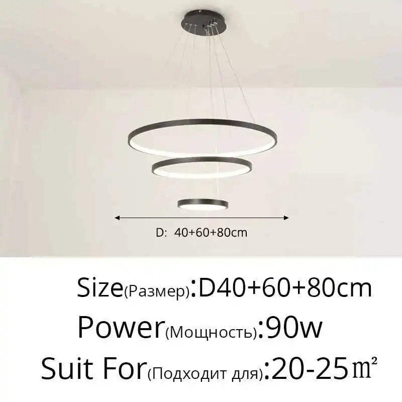 LED Ring Pendant Chandelier — Modern Nordic, Remote Control