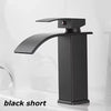 Black Waterfall Basin Faucet — Stainless Steel, Hot & Cold