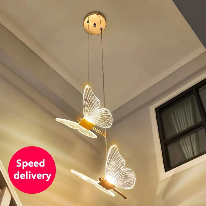 Modern Butterfly LED Pendant Light — Gold, Living & Dining