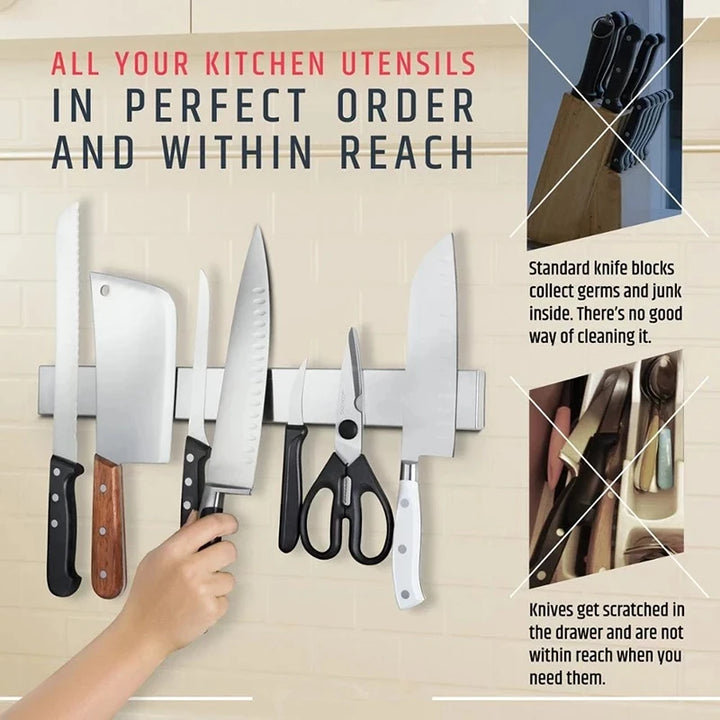 Stainless Steel Magnetic Knife Strip — 30 to 50cm