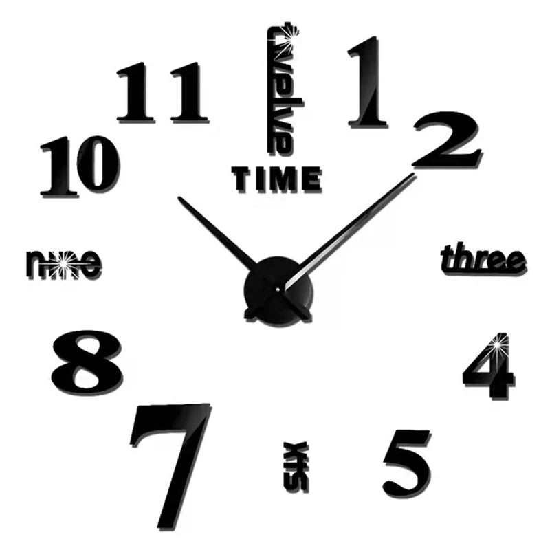 3D Roman Numeral Acrylic Mirror Wall Clock — DIY Quartz