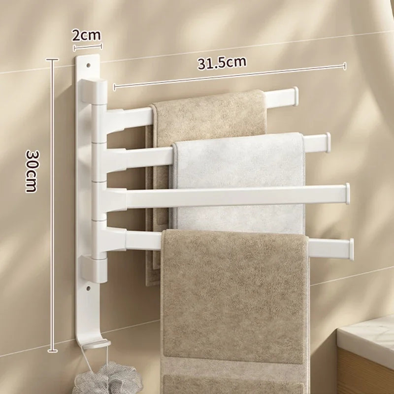 Rotatable Aluminum Towel Rack — 2 to 5 Bar, Wall Mounted