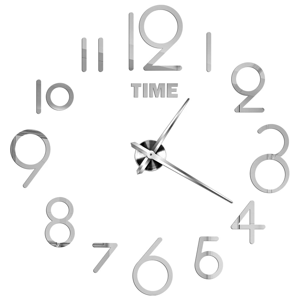 3D Roman Numeral Acrylic Mirror Wall Clock — DIY Quartz