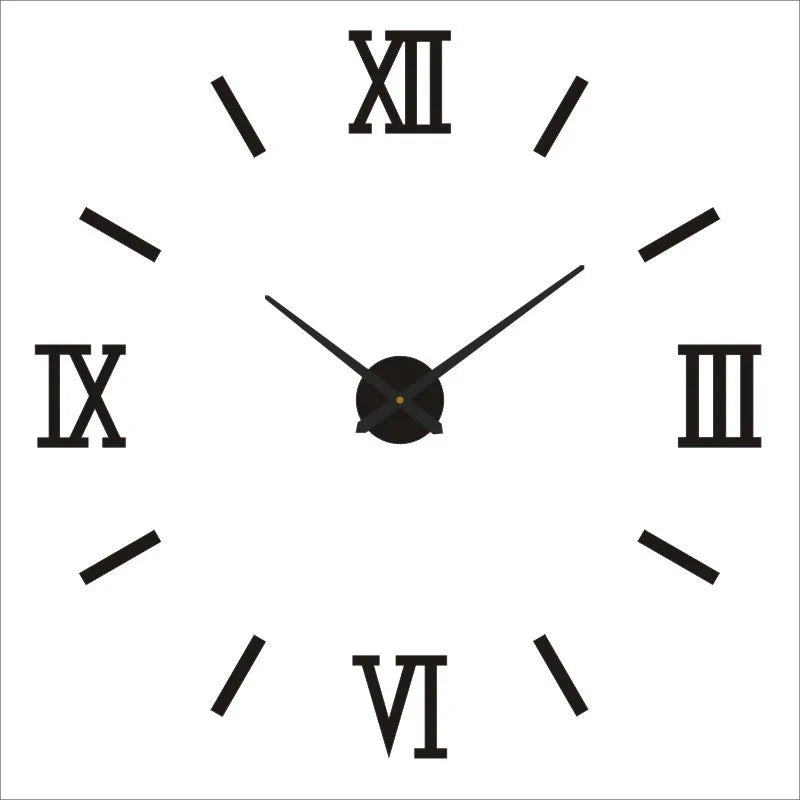 3D Roman Numeral Acrylic Mirror Wall Clock — DIY Quartz